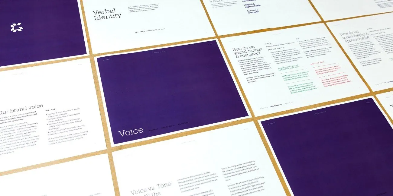 Verbal identity system spread